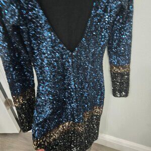 Dress the Population Long Sleeve Sequin Mini Dress - Size Small